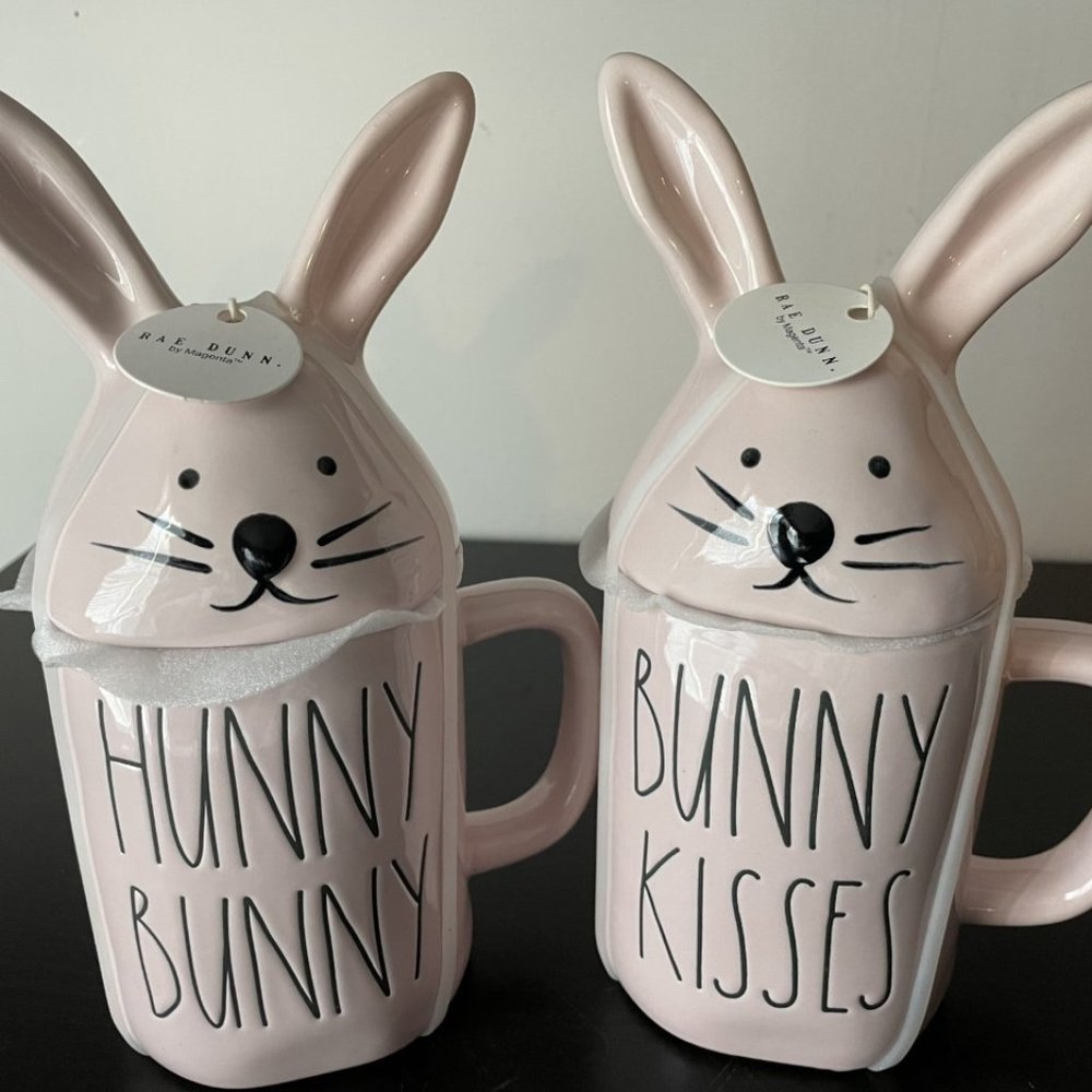 Rae Dunn "HUNNY BUNNY & BUNNY KISSES" Mugs